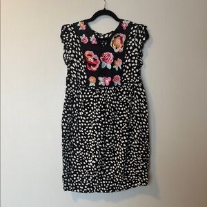 Floral Black and White Polka Dot Dress